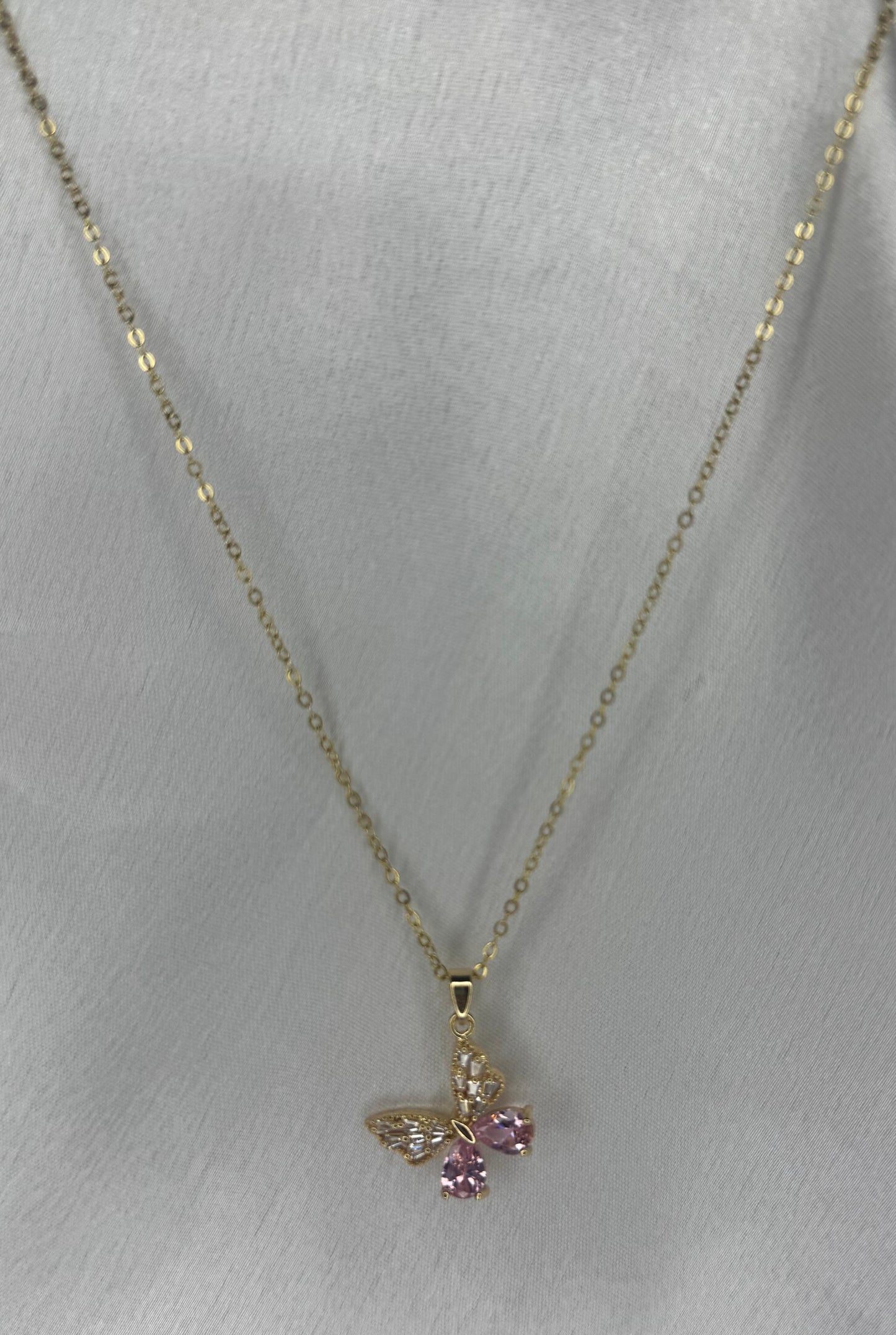 Rose Quartz Butterfly Necklace