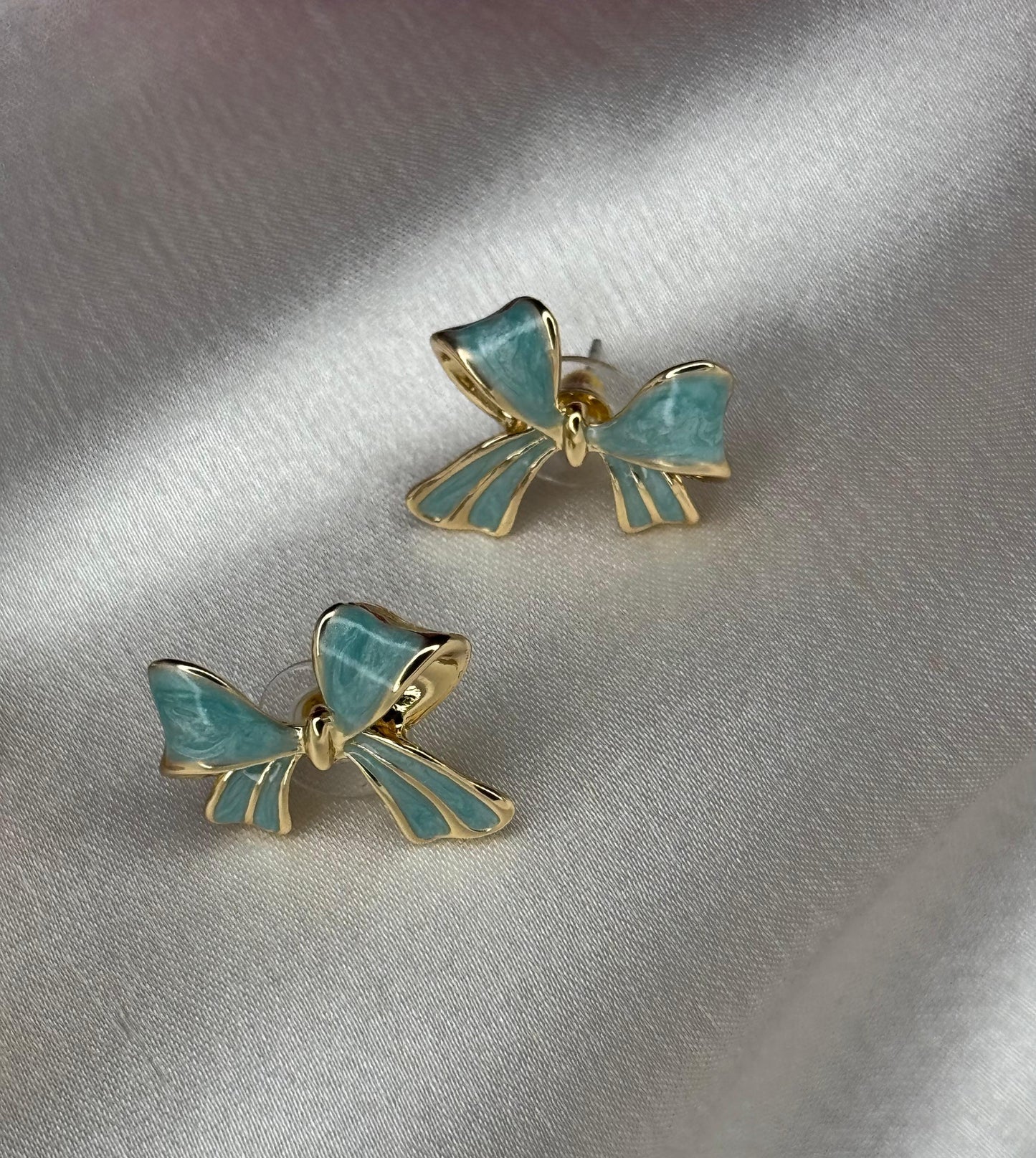 Blue Bow Earrings