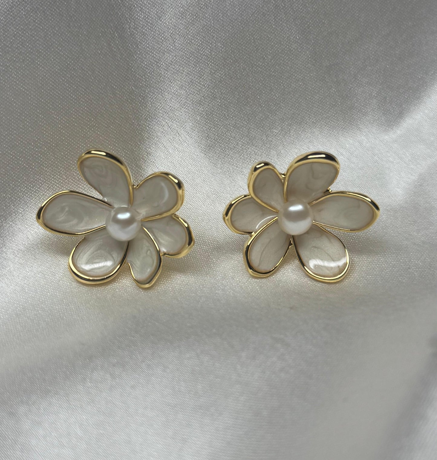 White Flower Earrings