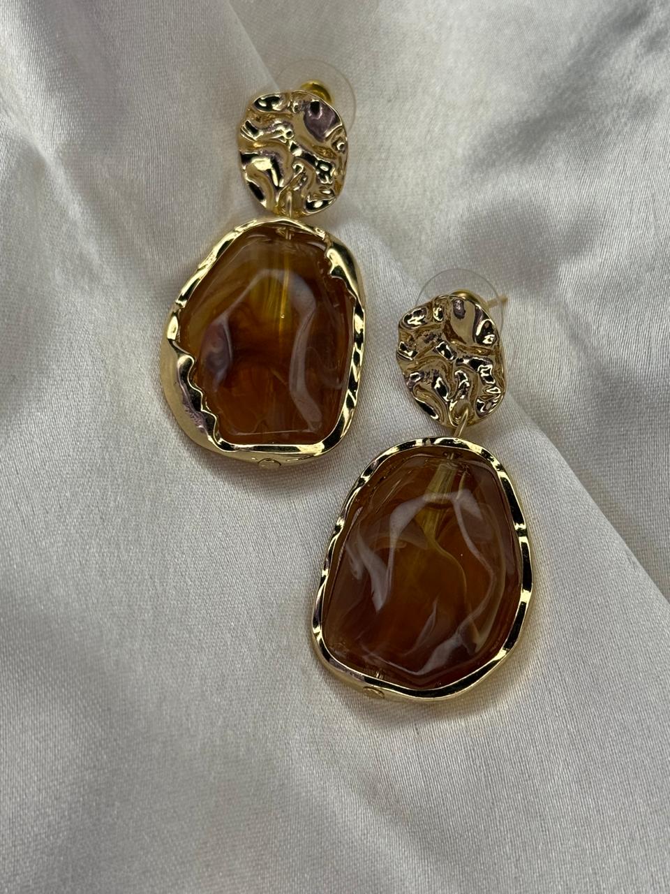 Molten Gold Amber Drop Earrings