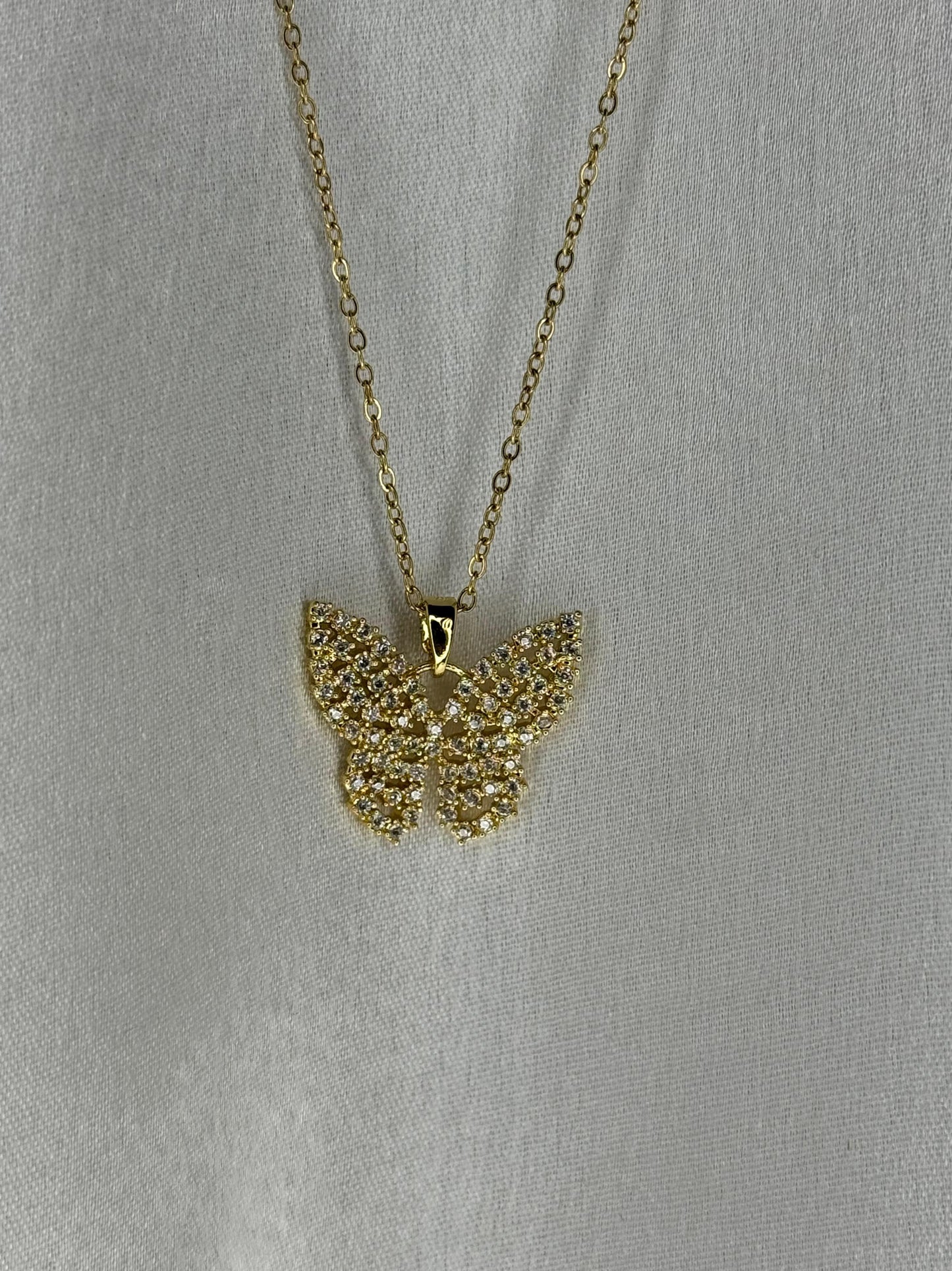 Golden Petal Butterfly Necklace