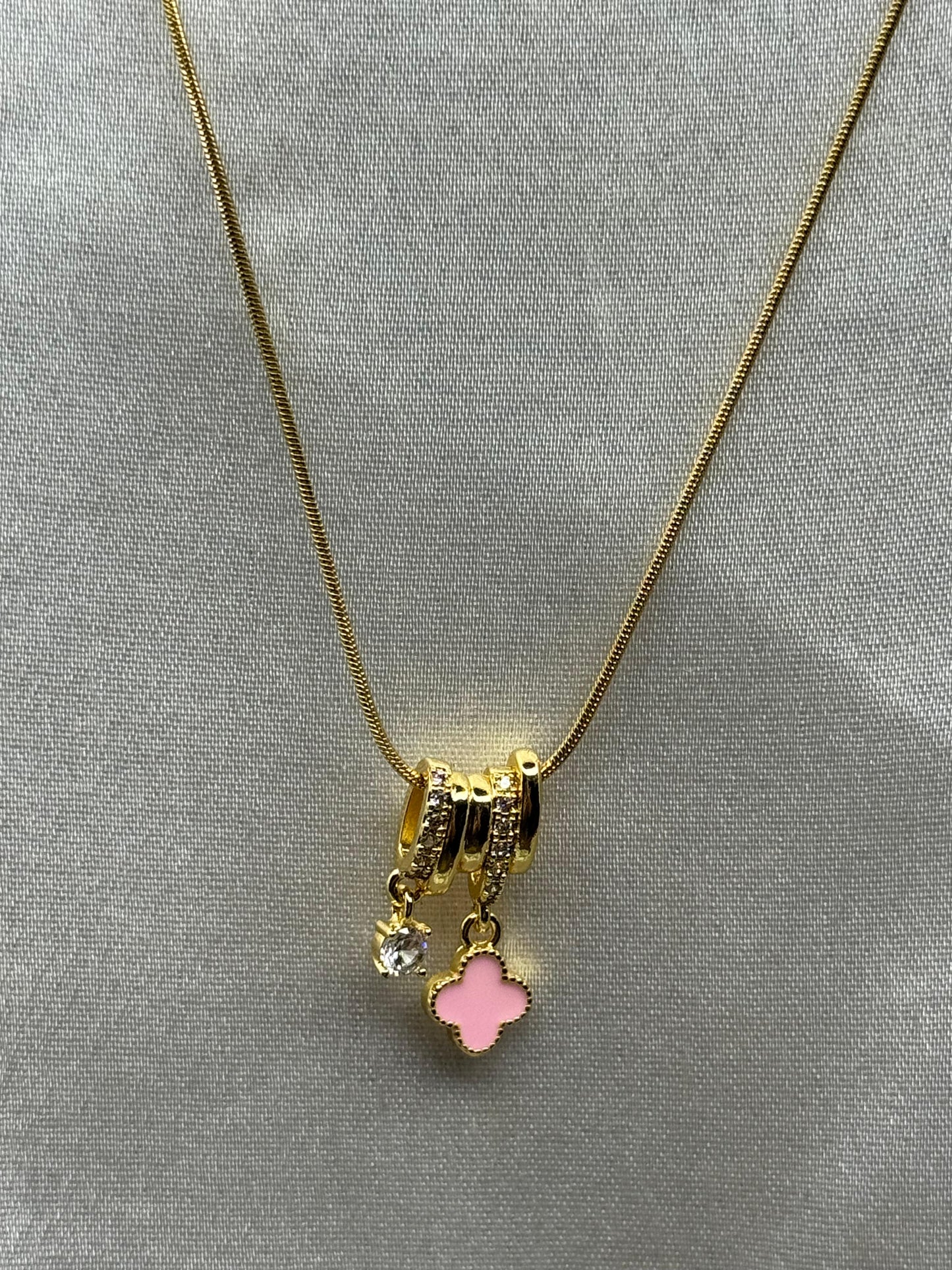 Blush Clover Charm Necklace