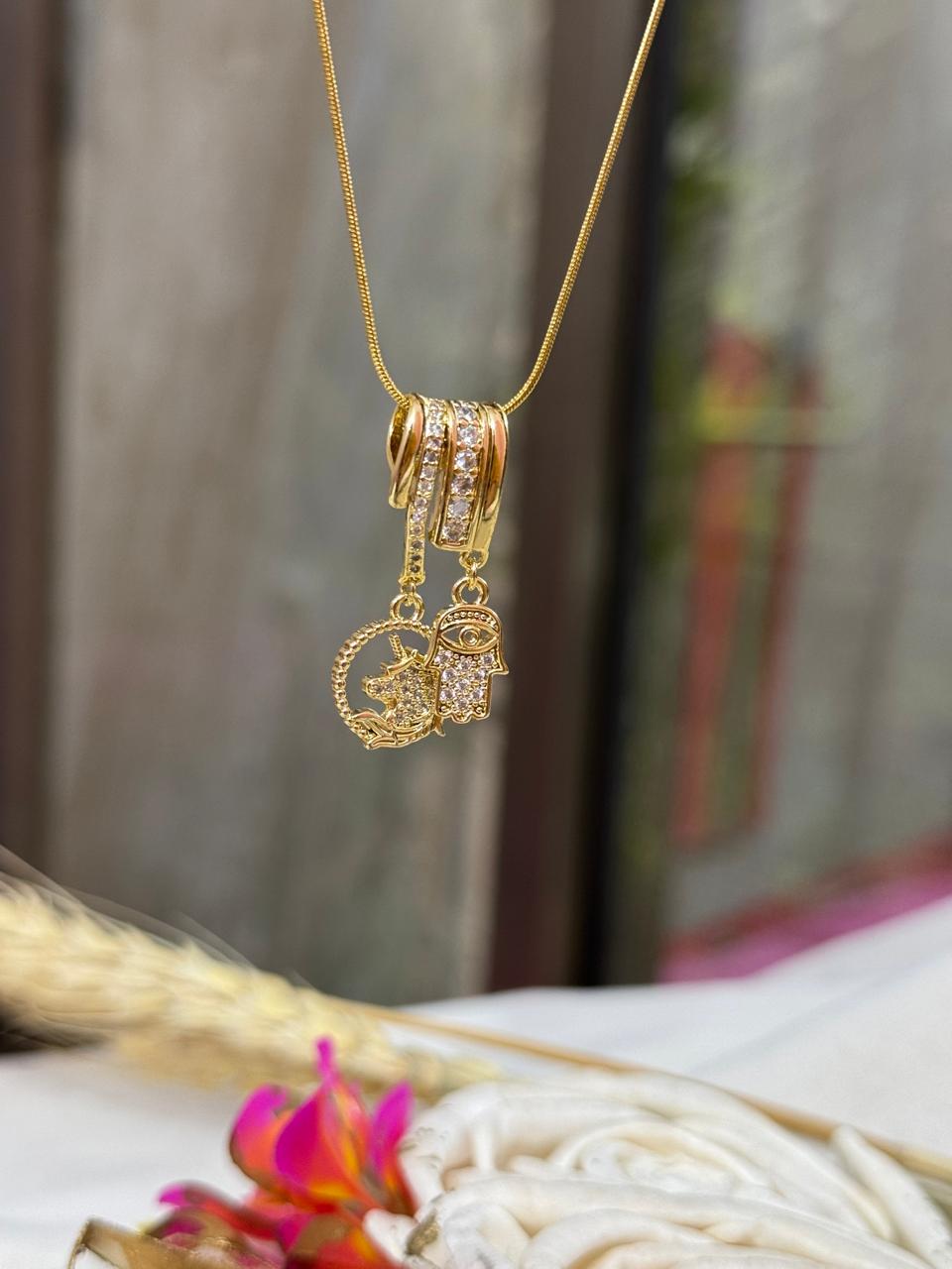 Evil Eye & Unicorn Charm Necklace