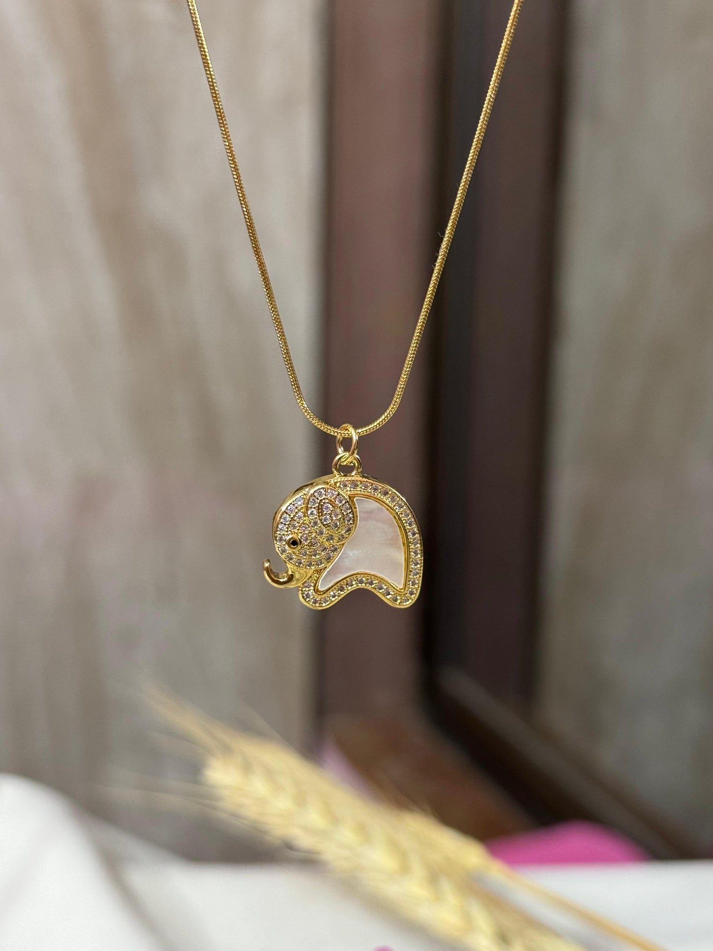 Golden Majesty Elephant Necklace