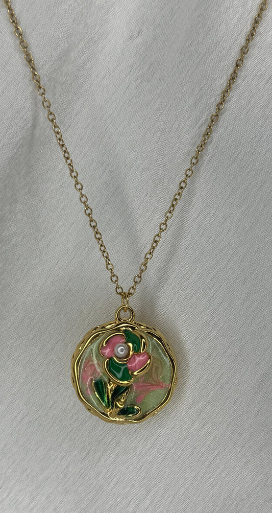 Embossed Rose Necklace