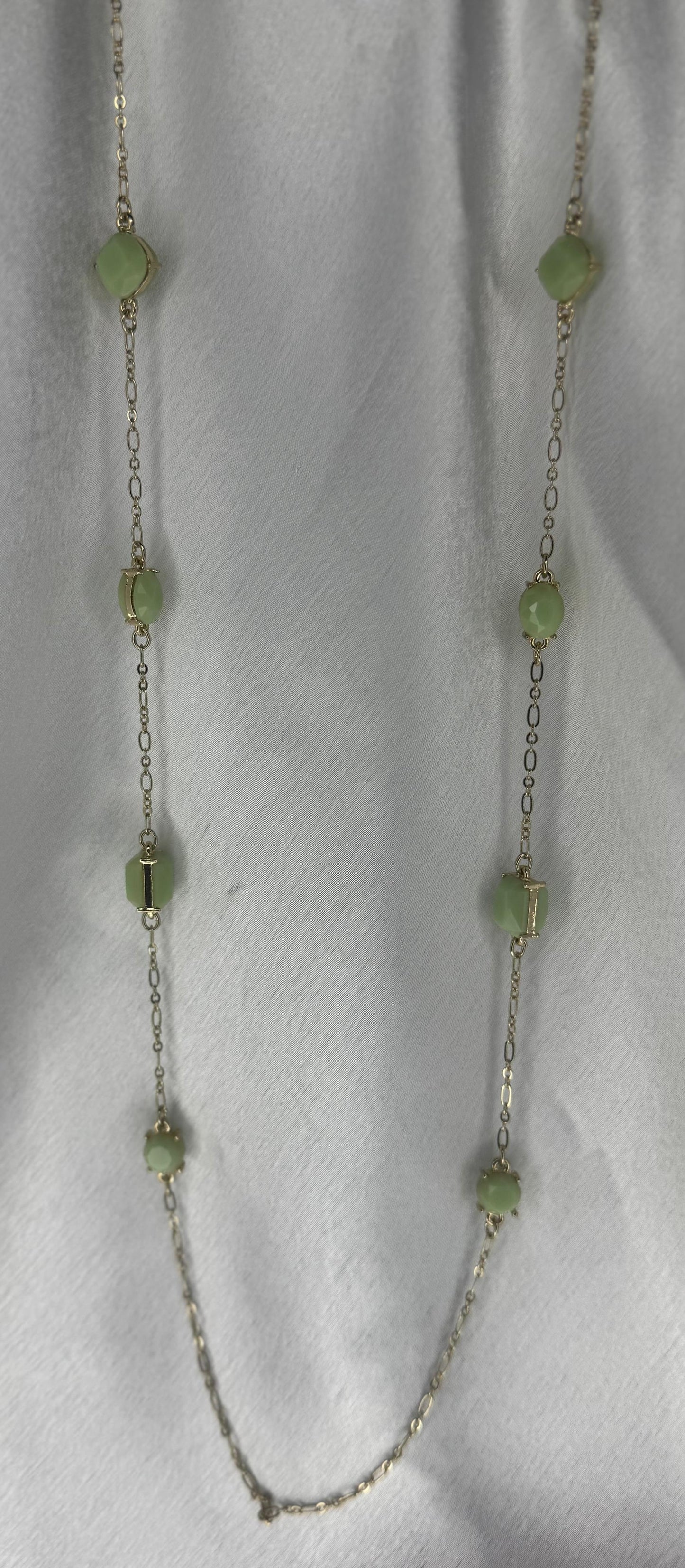 Long Green Stone Necklace