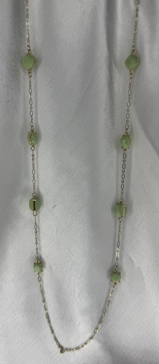 Long Green Stone Necklace
