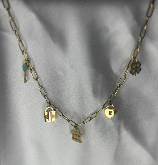 Heart Lock Charms Necklace