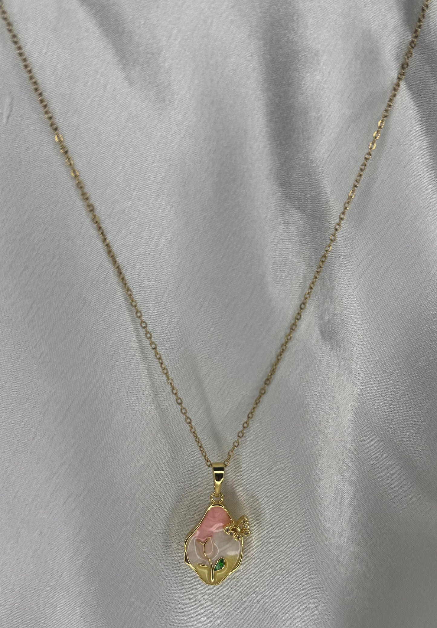 Pink Rose Necklace