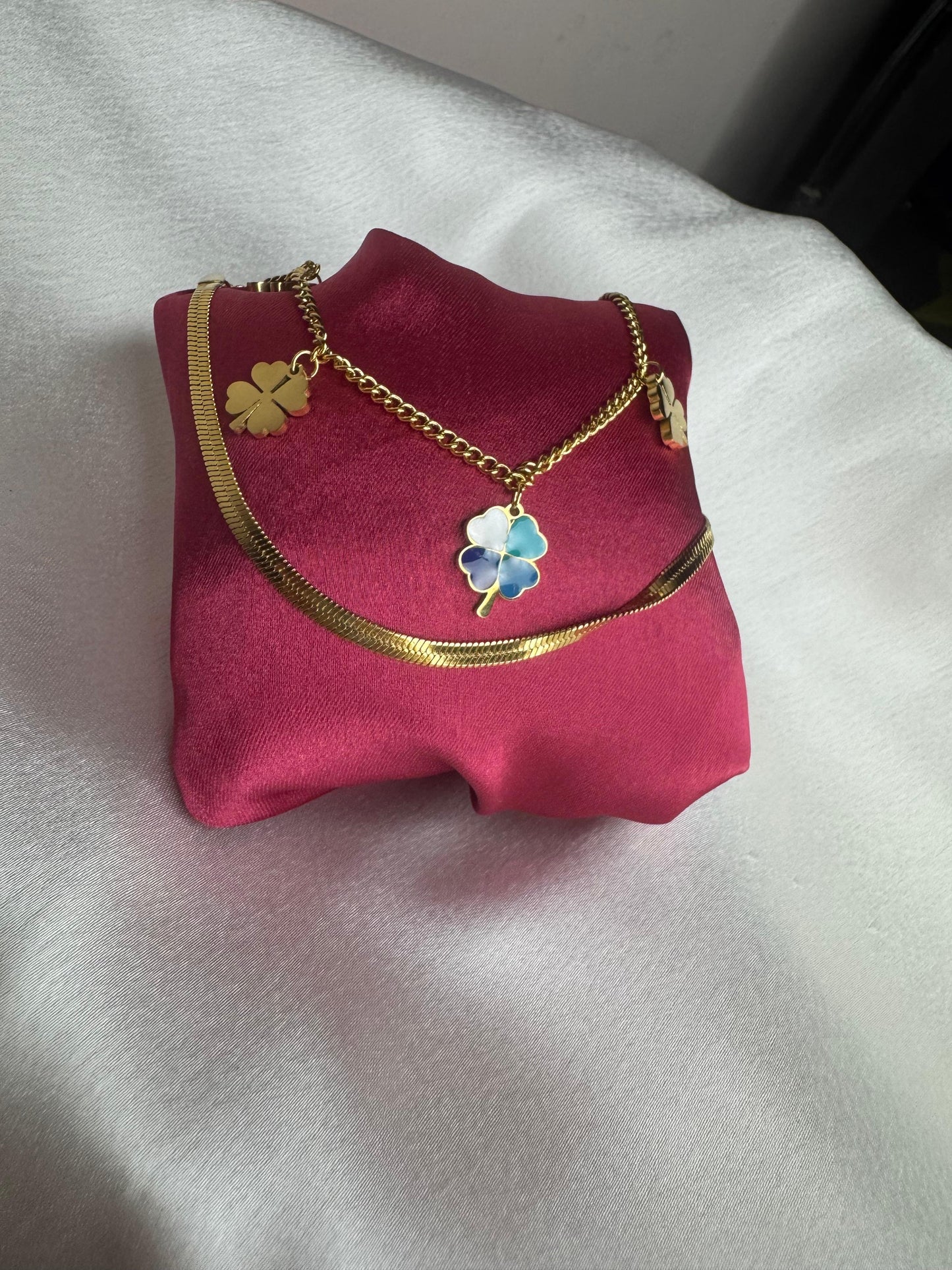 Two Layer Clover Charm Bracelet