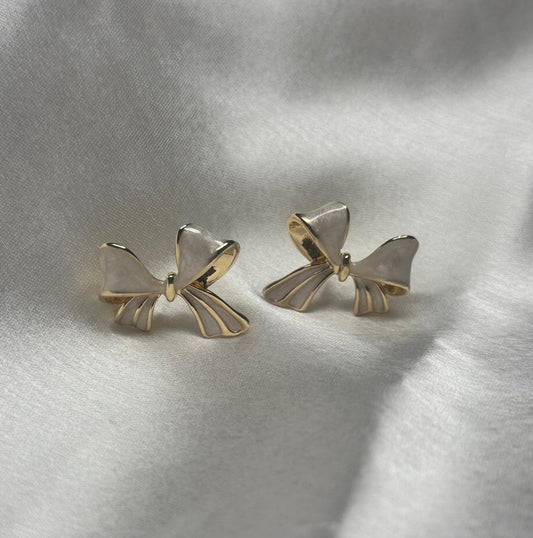 White Bow Earrings