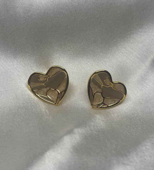 Abstract Gold Heart Earrings