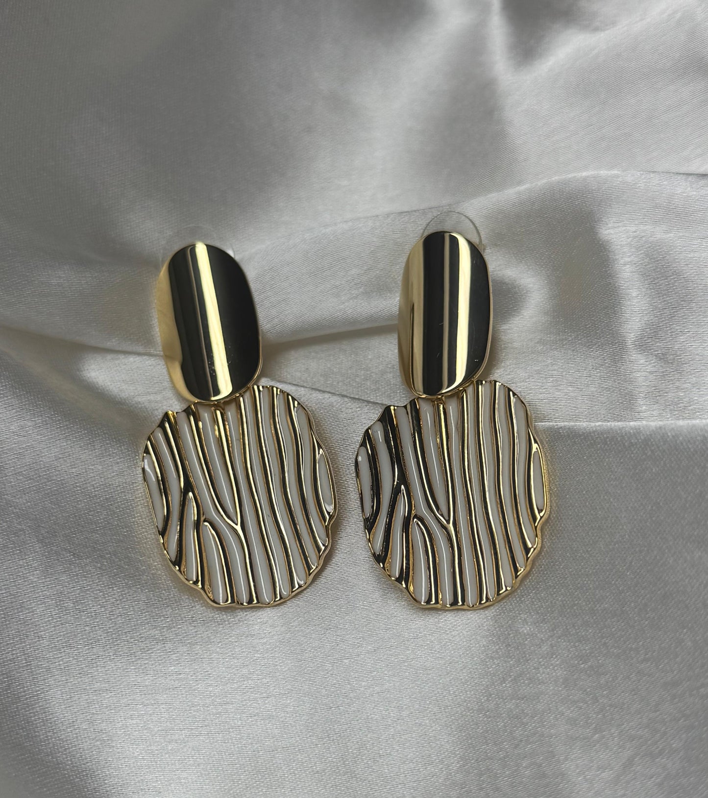 Gold White Earrings