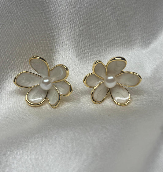 White Flower Earrings
