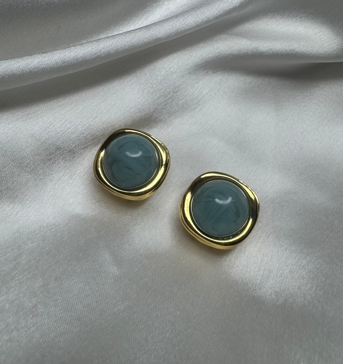 Semicircle Blue & Golden Earrings