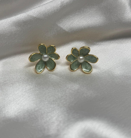 Green Flower Earrings