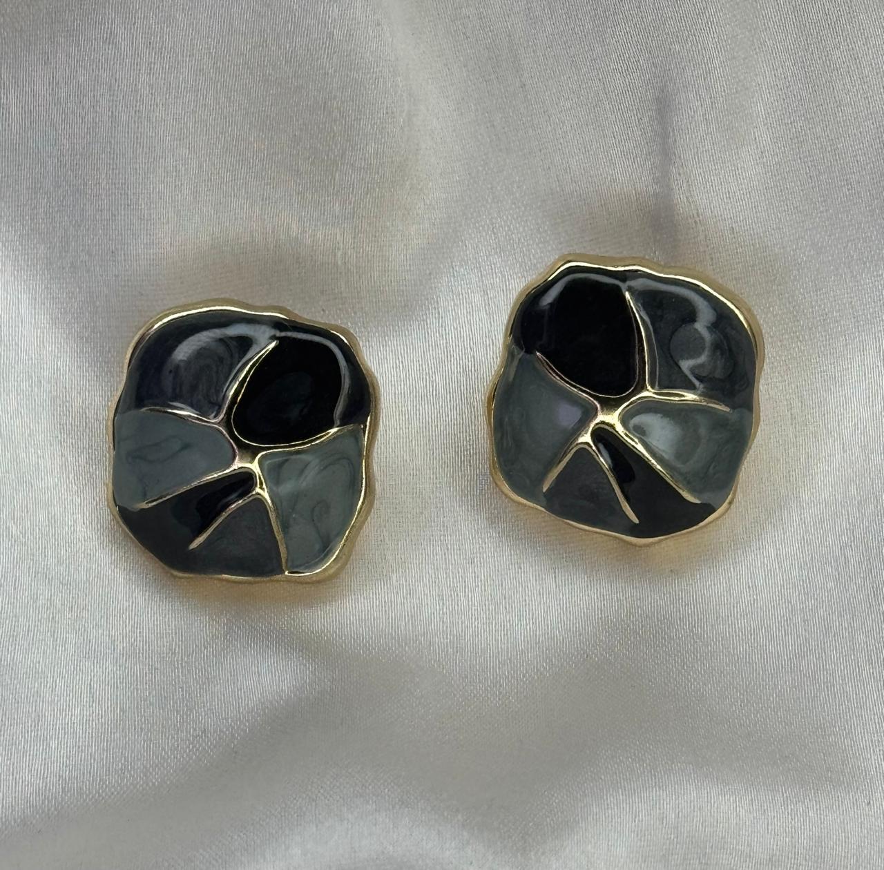 Midnight Petal Gold Studs