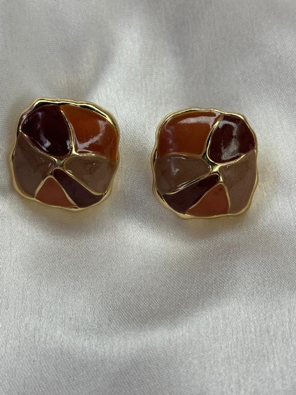 Cocoa Swirl Square Earrings