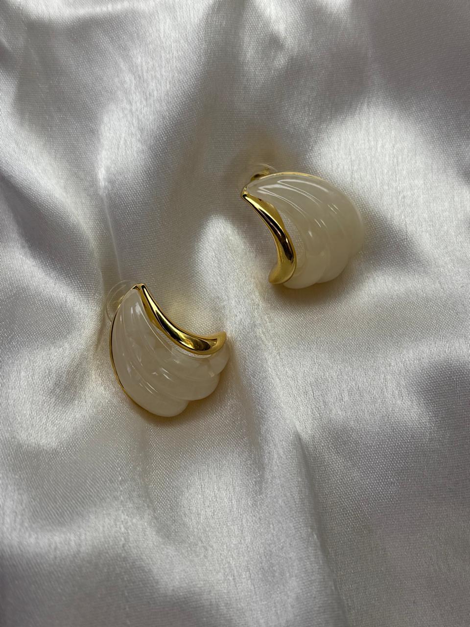 White Curl Earrings