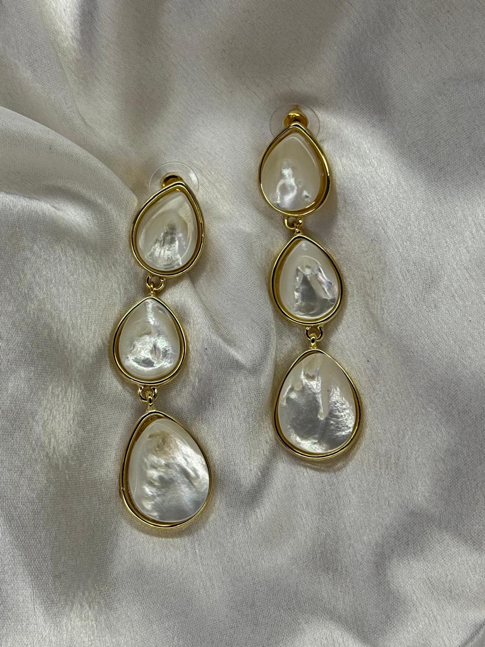 3 Drop Mother of Pearl Earrings