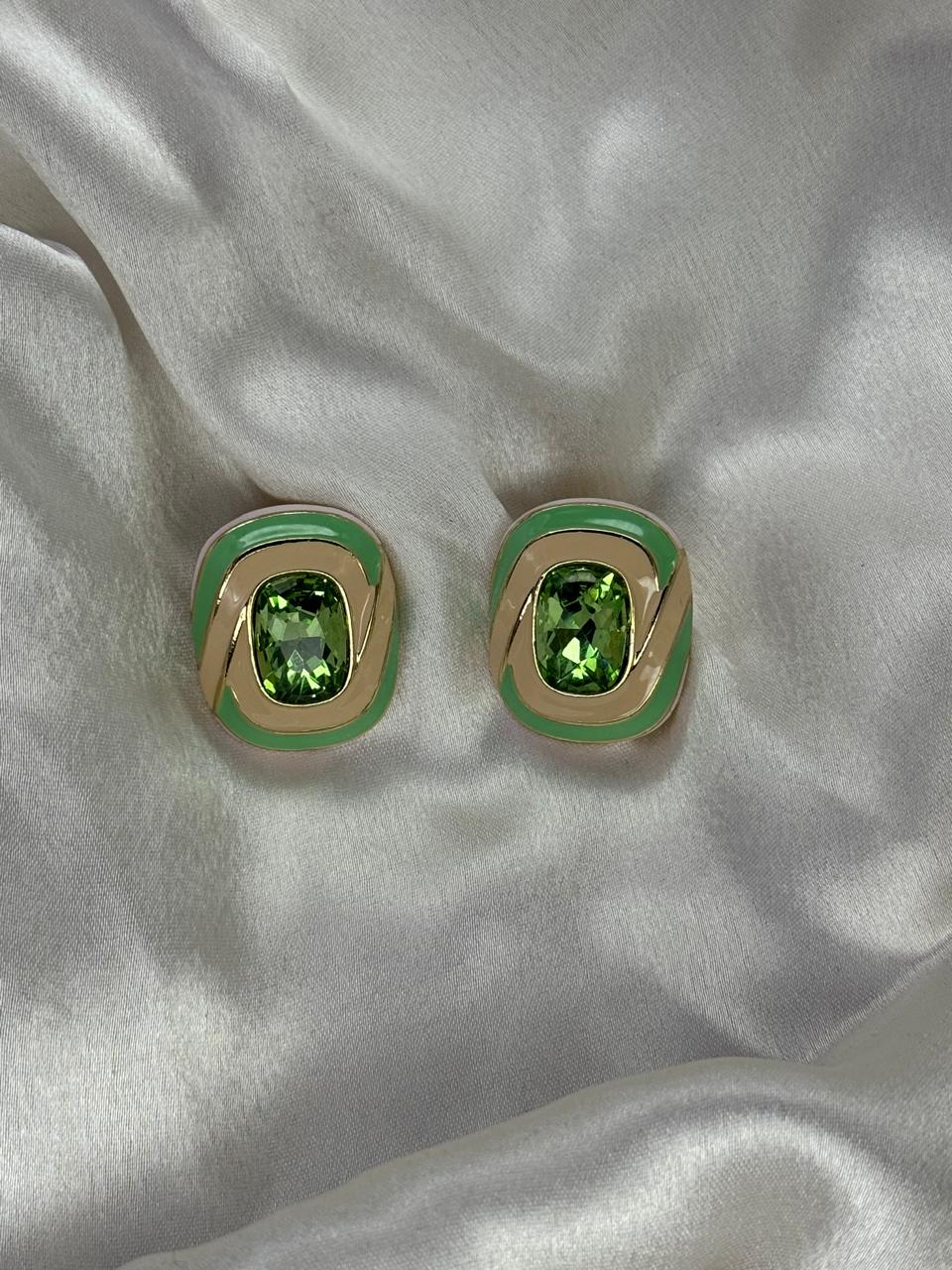 Big Green Stone Earrings