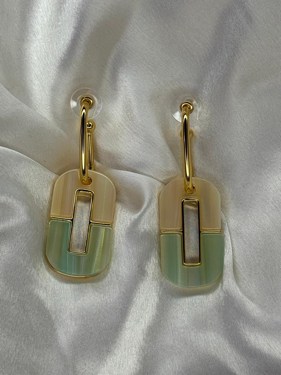 Big Pastel Oval Dual Colour Earrings