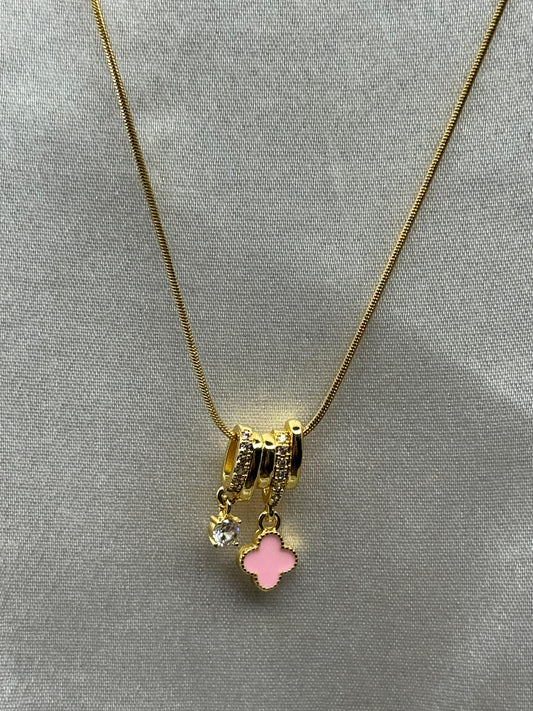 Blush Clover Charm Necklace