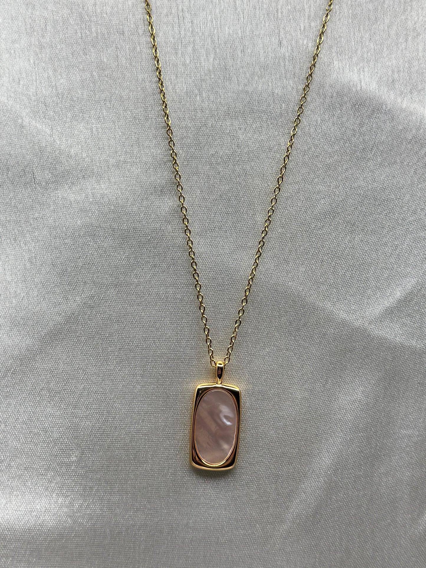 Blush Pearl Rectangle Necklace