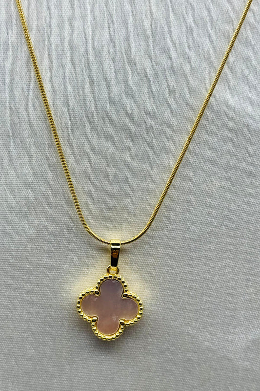 Rosy Blossom Clover Necklace