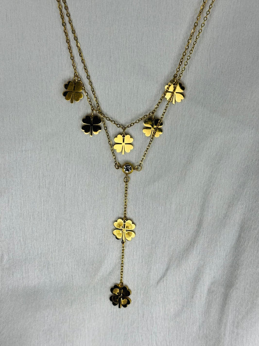 Golden Clover Cascade Necklace