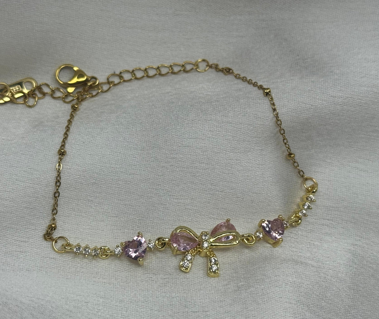 Blush Bow Heart Bracelet