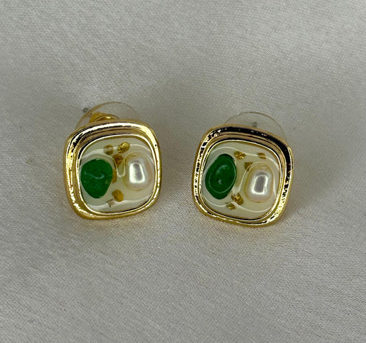 Opulent Pearl Stone Studs