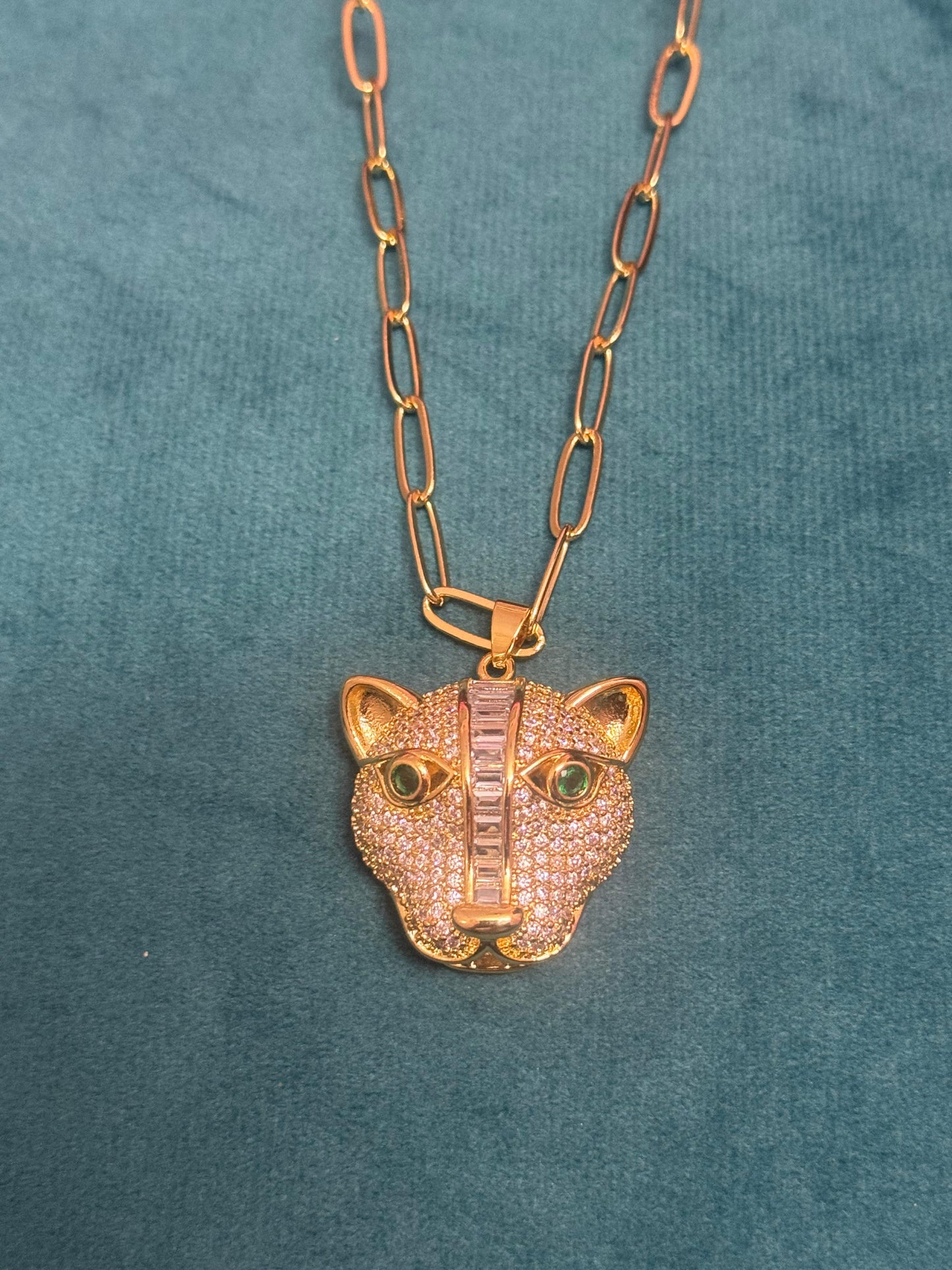 Gold Wildcat Pendant Necklace