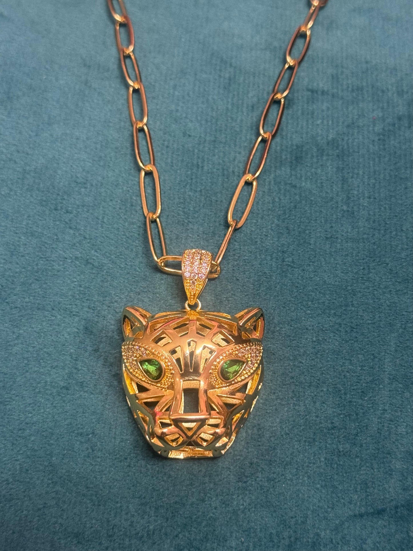 Gold Enigma Panther Necklace