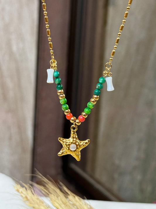 Coastal Beaded Starfish Necklace